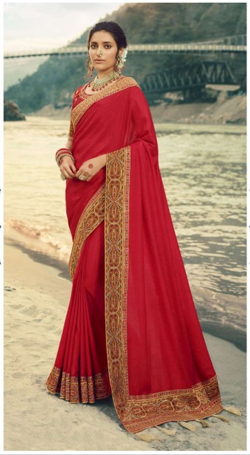 Classy Red Silk saree