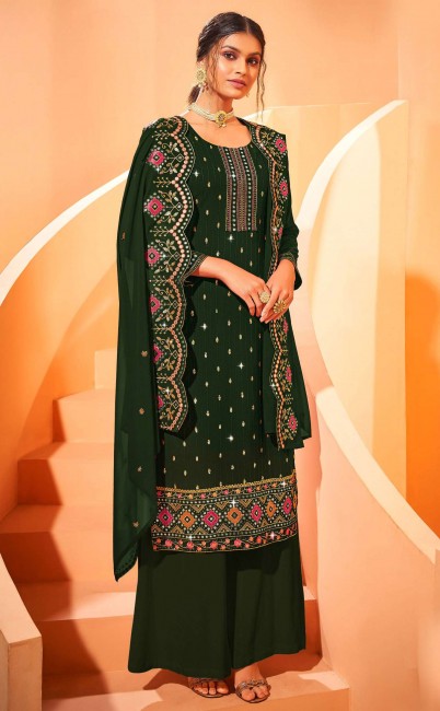 Georgette Eid Palazzo Suit with Embroidered