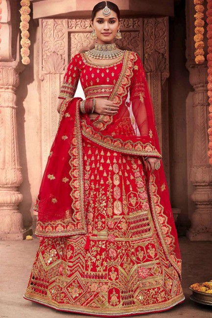 Impressive Red color Silk Lehenga Choli