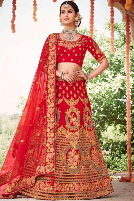 Indian Ethnic Red color Silk Lehenga Choli