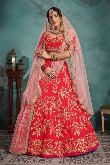 Opulent Red color Art Silk Lehenga Choli