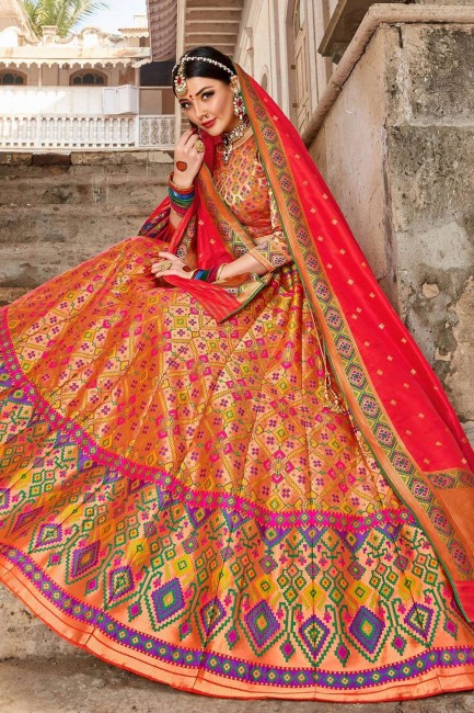 Stunning Multi color Banarasi Silk Lehenga Choli