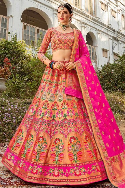 Fascinating Multi color Banarasi Silk Lehenga Choli