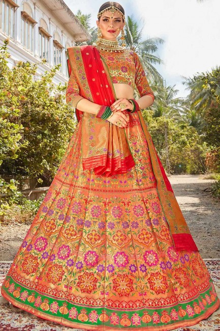 Delicate Multi color Banarasi Silk Lehenga Choli