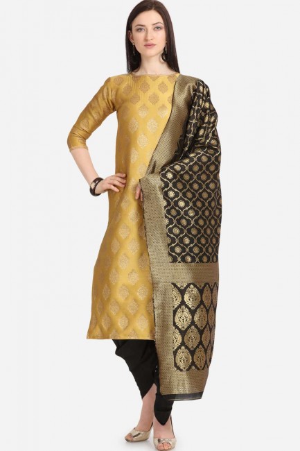 Voguish Yellow color Weaving Jaquard Salwar Kameez
