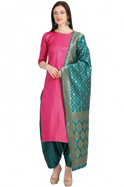 Lovely Pink color Weaving Jaquard Salwar Kameez