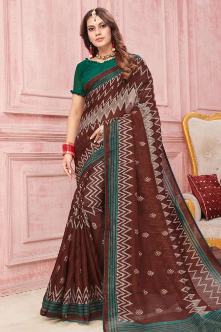 Dashing Brown Art silk saree