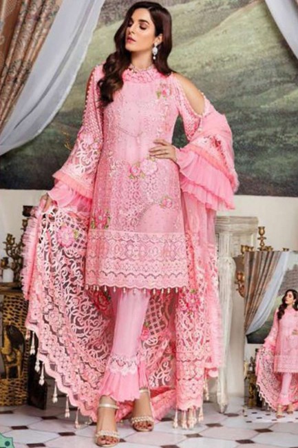 Pink Faux georgette Pakistani Salwar Suit