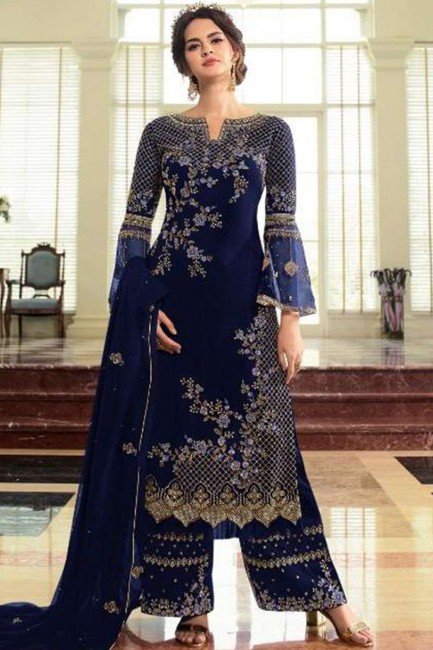 Navy blue Georgette Pakistani Suit