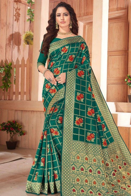 Gorgeous Green Silk Saree