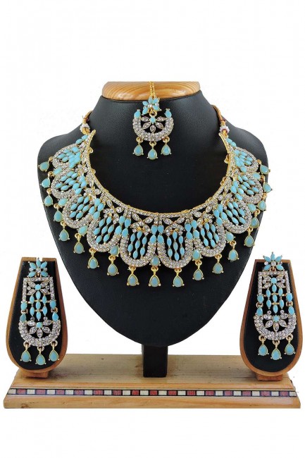 Firozi blue Stones pearls Necklace