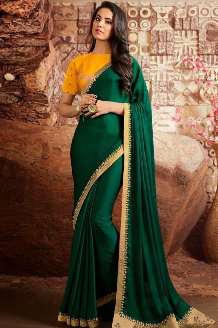 Beautiful Green Net Saree