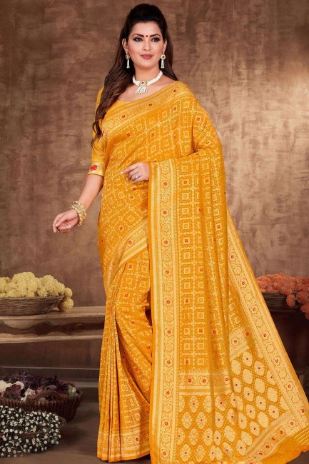 Delicate Yellow Art silk Saree