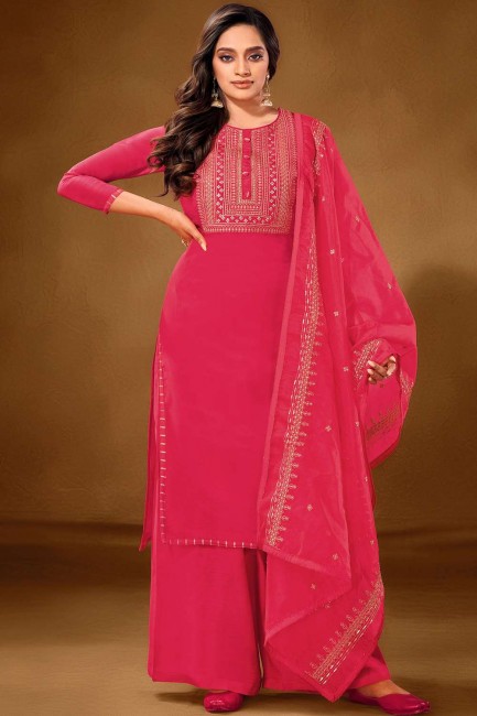Pink Cotton Palazzo Suit