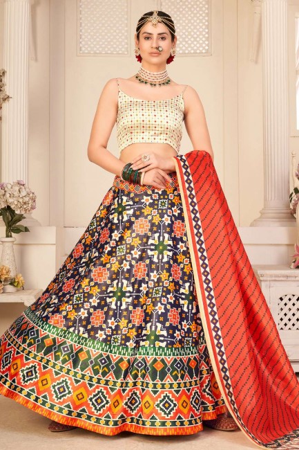 Multicolor Silk Wedding Lehenga Choli in Digital print