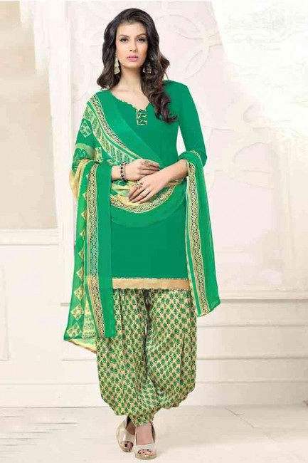 Impressive Green color Poly Crepe Patiala Salwar Kameez
