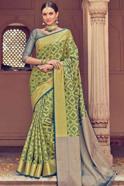 Trendy Silk Green Saree with Blouse