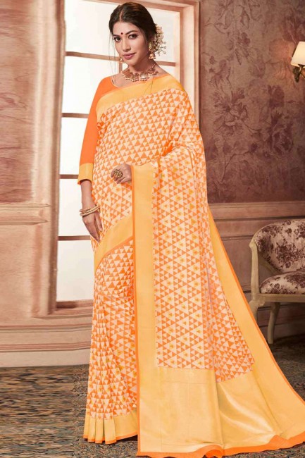 Banarasi Silk Orange Sarees