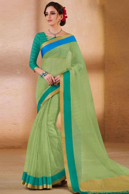 Green Silk Saree with Blouse