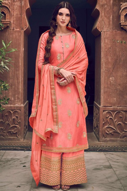Peach Silk Pakistani Wedding Suit