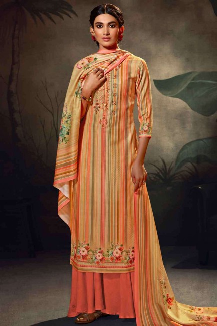 Pashmina Multicolor Palazzo Suit in Embroidered