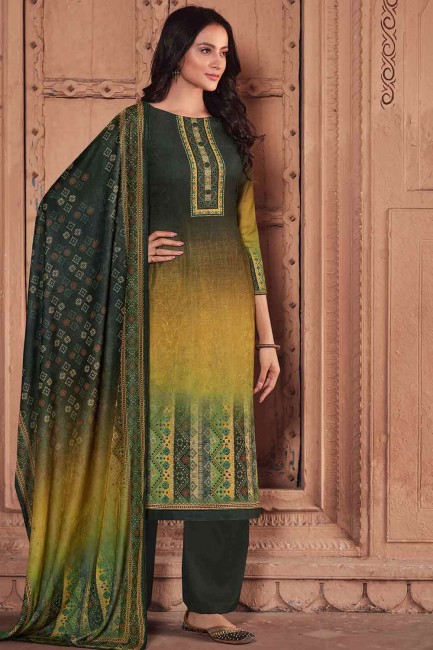 Latest Pashmina Printed Green Palazzo Suit