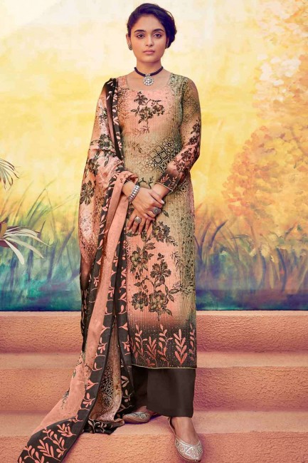 Multi Muslin Palazzo Suits with Embroidered