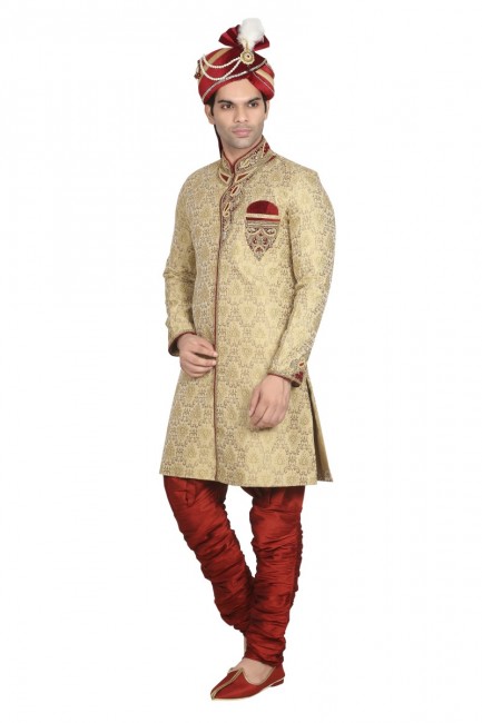 Gold Silk Ethnic Wear Designer Ready-Made Sherwani