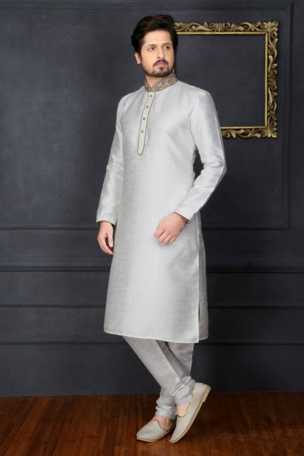 Gracefull Off White Art Banarasi Silk Ethnic Wear Kurta Readymade Kurta Payjama