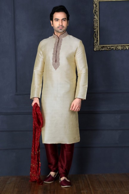 Traditional Gold Art Banarasi Silk Ethnic Wear Kurta Readymade Kurta Payjama
