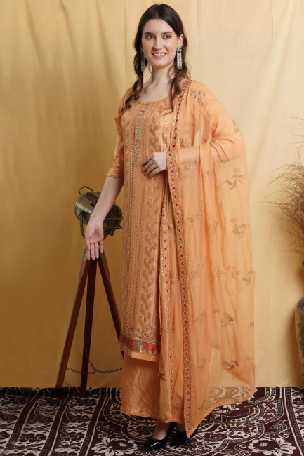 Silk Palazzo Suit with Thread