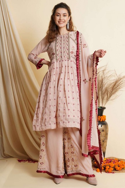 Diwali Georgette Palazzo Suit with Mirror