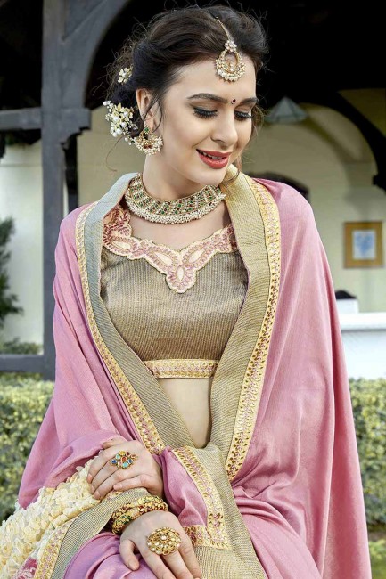 Admirable Pink Fancy Fabric saree