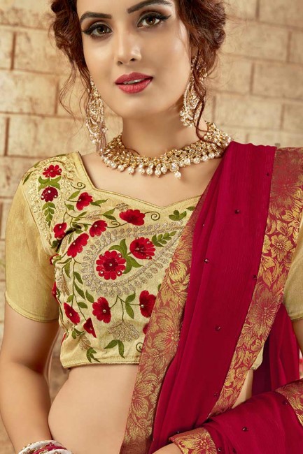Snazzy Red Georgette saree
