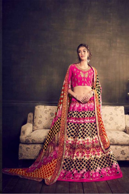 Designer Pink Banglori Silk Lehenga Choli