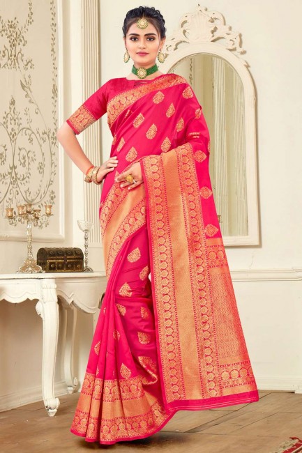 Pink Weaving Banarasi silk Banarasi Saree