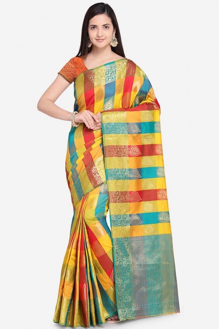 Pretty Multi Color Silk Blend saree