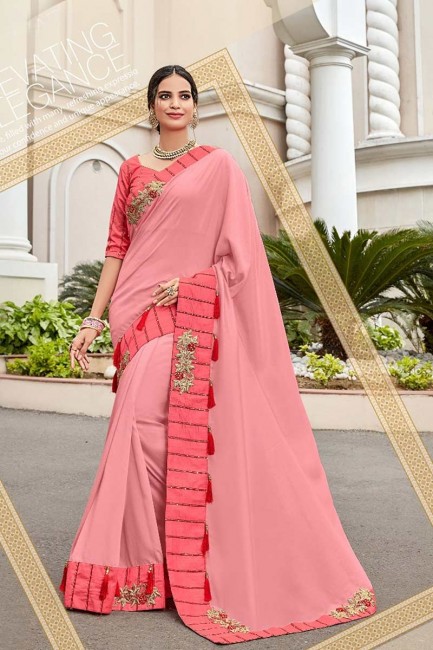Opulent Pink Twon Tone Art Silk saree