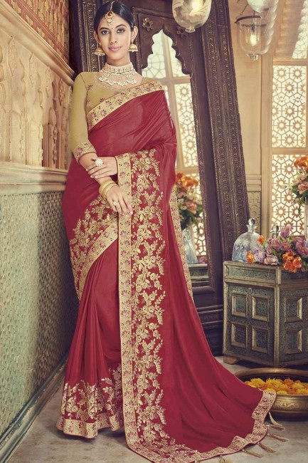Exquisite maroon Silk saree