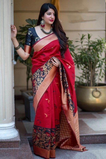 Sassy Red Banarasi Silk saree