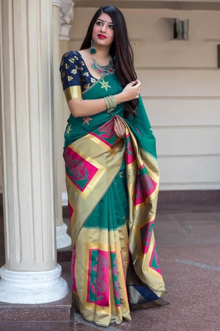 Pine Banarasi Silk saree
