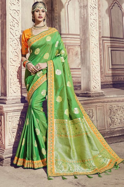 Green Heavy Banarasi Silk saree