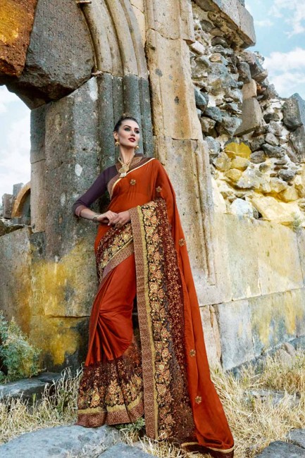 Two Tone Maroon Shimmer Georgette saree