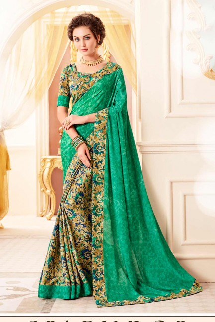 Contemporary Green Art Silk saree
