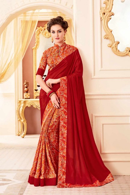 Snazzy Red Art Silk saree
