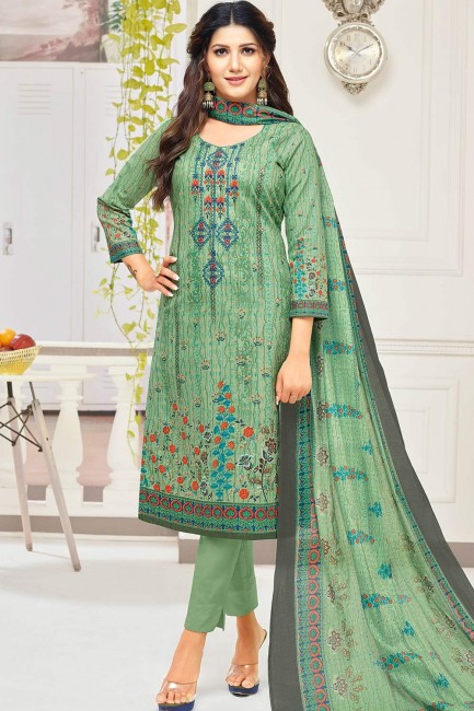 Green Cotton Palazzo Suits