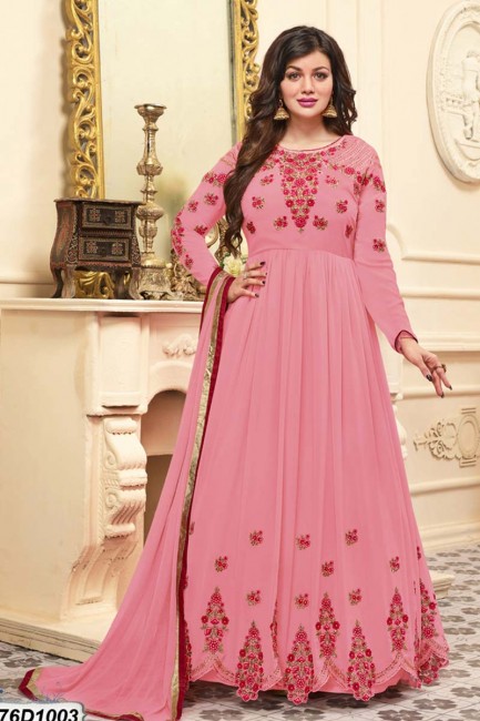 Pink color Georgette Anarkali Suit