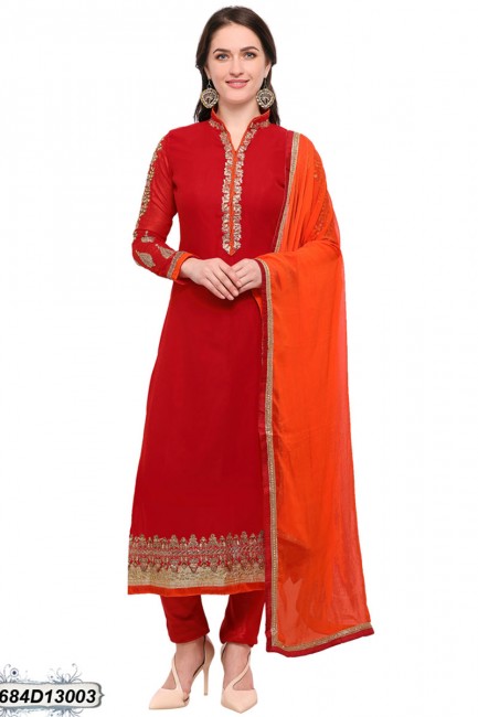 Charming Red color Georgette Salwar Kameez
