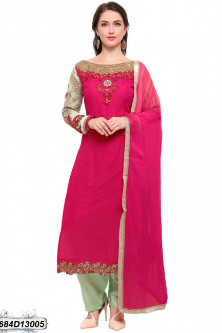 Divine Pink color Georgette Salwar Kameez