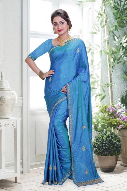 Pretty Blue Silk saree